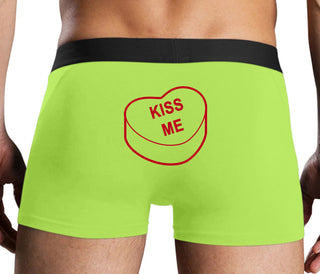 Valentines Day Candy - Kiss Me - Neon Yellow Boxer Brief