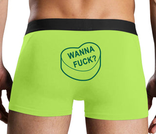 Valentines Day Candy - Wanna Fuck - Neon Yellow Boxer Brief