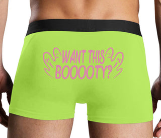 Want This Booooty - Neon Yellow Boxer Brief