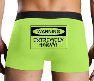 Warning Extremely Horny - Neon Yellow Boxer Brief