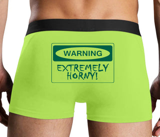 Warning Extremely Horny - Neon Yellow Boxer Brief