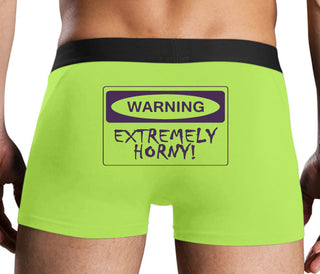 Warning Extremely Horny - Neon Yellow Boxer Brief