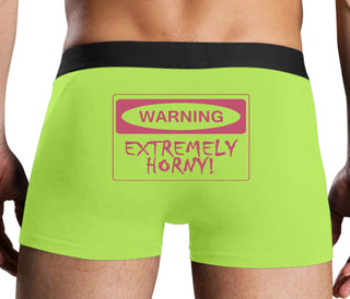 Warning Extremely Horny - Neon Yellow Boxer Brief