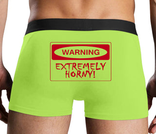 Warning Extremely Horny - Neon Yellow Boxer Brief