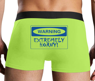 Warning Extremely Horny - Neon Yellow Boxer Brief