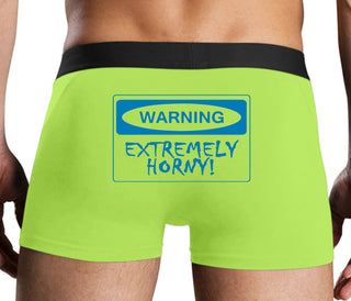 Warning Extremely Horny - Neon Yellow Boxer Brief