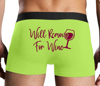 Will Remove For Wine - Neon Yellow Boxer Brief