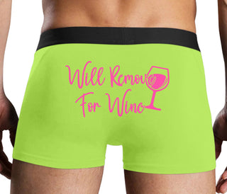 Will Remove For Wine - Neon Yellow Boxer Brief
