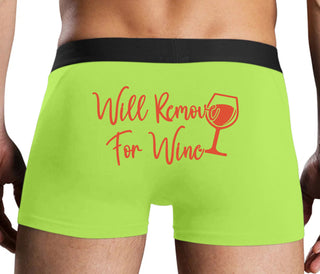Will Remove For Wine - Neon Yellow Boxer Brief
