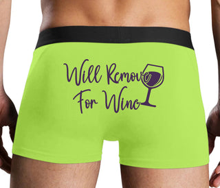 Will Remove For Wine - Neon Yellow Boxer Brief