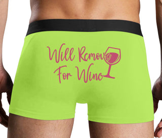 Will Remove For Wine - Neon Yellow Boxer Brief