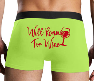 Will Remove For Wine - Neon Yellow Boxer Brief