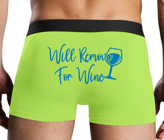 Will Remove For Wine - Neon Yellow Boxer Brief
