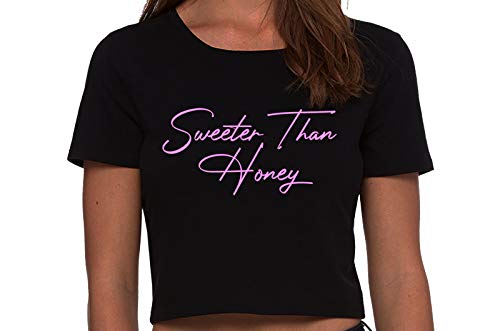 Knaughty Knickers Sweeter Than Honey Cute Oral Flirty Black Cropped Tank Top
