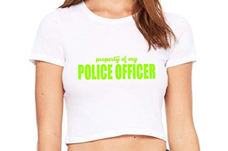Property of My Police Officer - White Crop Top