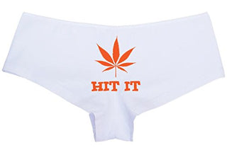 Hit It Pot Leaf - White Boyshort