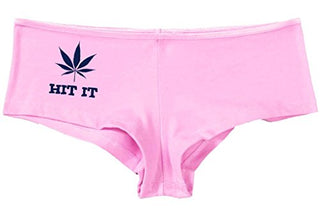 Hit It Pot Leaf - Pink Boyshort