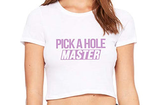 Pick A Hole Master - White Crop Top