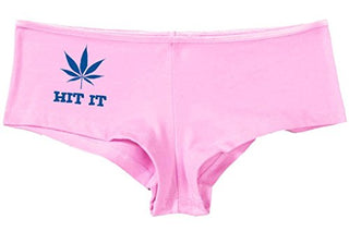 Hit It Pot Leaf - Pink Boyshort