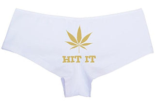 Hit It Pot Leaf - White Boyshort