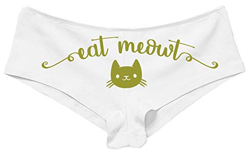 Knaughty Knickers Eat Meowt Pussy Cat Kitty Kitten Oral Sex Lick me White Panties