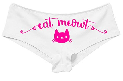 Knaughty Knickers Eat Meowt Pussy Cat Kitty Kitten Oral Sex Lick me White Panties
