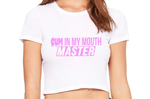 Knaughty Knickers Cum In My Mouth Master Blow Job Slut White Crop Tank Top