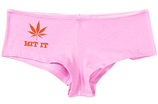 Hit It Pot Leaf - Pink Boyshort