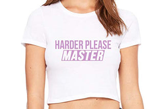 Harder Please Master - White Crop Top