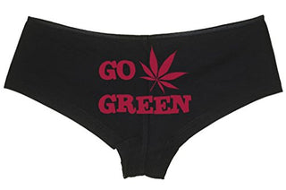 Go Green Pot Leaf - Black Boyshort