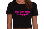 Knaughty Knickers What Daddy Wants Daddy Gets Everything Black Cropped Tank Top