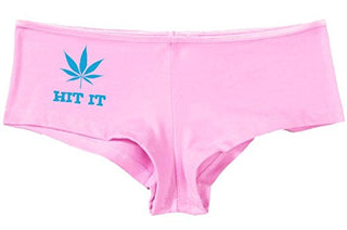 Hit It Pot Leaf - Pink Boyshort