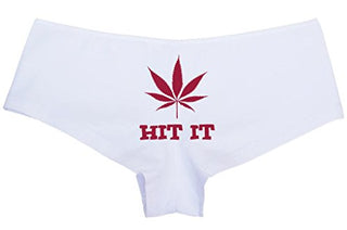 Hit It Pot Leaf - White Boyshort