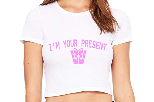 Knaughty Knickers I AM YOUR PRESENT IM I WILL BE GIFT White Crop Tank Top