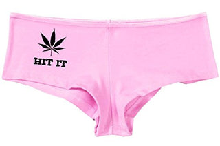 Hit It Pot Leaf - Pink Boyshort