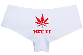 Hit It Pot Leaf - White Boyshort