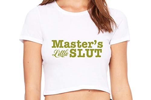 Knaughty Knickers Masters Little Slut BDSM DDLG Princess White Crop Tank Top
