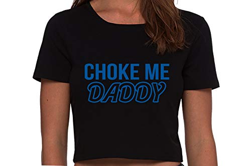 Knaughty Knickers Choke Me Daddy Obedient Submissive Black Cropped Tank Top