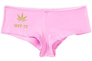 Hit It Pot Leaf - Pink Boyshort