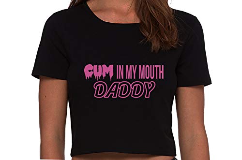 Knaughty Knickers Cum In My Mouth Daddy Oral Blow Job Black Cropped Tank Top