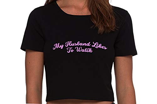 Knaughty Knickers My Husband Likes To Watch Swinger Black Cropped Tank Top