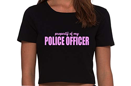 Knaughty Knickers Property of My Police Officer LEO Wife Black Cropped Tank Top