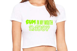 Cum In My Mouth Daddy - White Crop Top