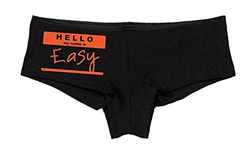 Knaughty Knickers Women's Hello My Name Is Easy Fun Booty Hot Sexy Boyshort Black/Lime Green
