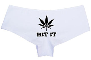 Hit It Pot Leaf - White Boyshort