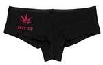 Knaughty Knickers Women's Hit It Pot Leaf Weed Rave Hot Sexy Boyshort Black/Lime Green