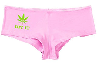 Hit It Pot Leaf - Pink Boyshort