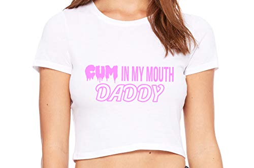 Knaughty Knickers Cum In My Mouth Daddy Oral Blow Job White Crop Tank Top