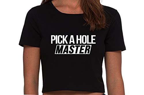 Knaughty Knickers Pick A Hole Master Mouth Ass Pussy Slut Black Cropped Tank Top
