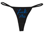 Knaughty Knickers Women's Cute And Sexy Lick Me In Cursive Thong Large Black/Bubble Gum Pink